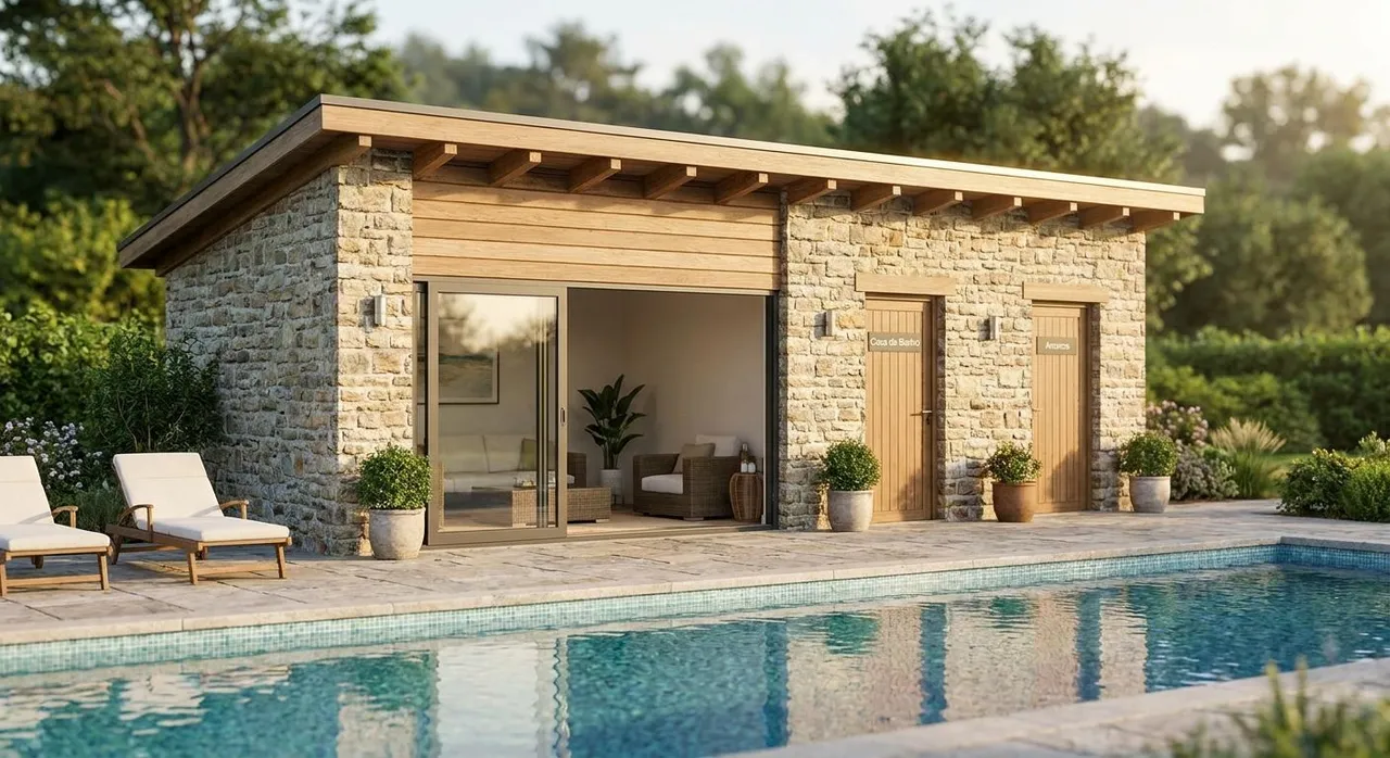 Casa de Apoio a Piscina com Banho e Arrumos (2026)