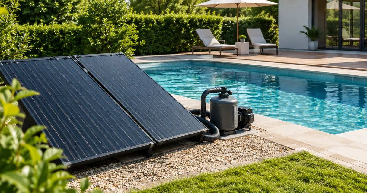 Painéis solares a piscina aquecida: workflow completo 2026